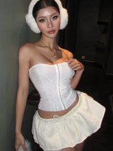 BXOXO Simple Lace Women Strapless Tops Single-Breasted Concealed Buckle Skinny Summer New Trend Versatile Classic Clothes